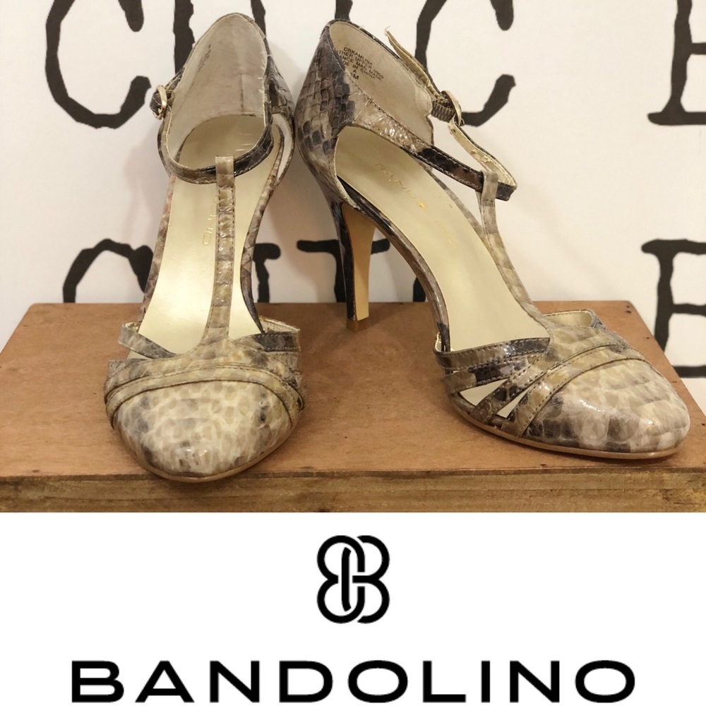 BANDOLINO T-Strap Snakeskin Pump